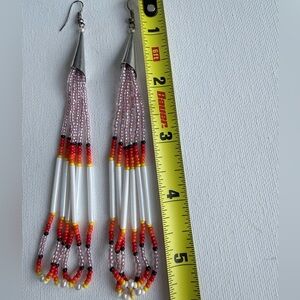 Beaded Dangle Earrings with Silver Accents